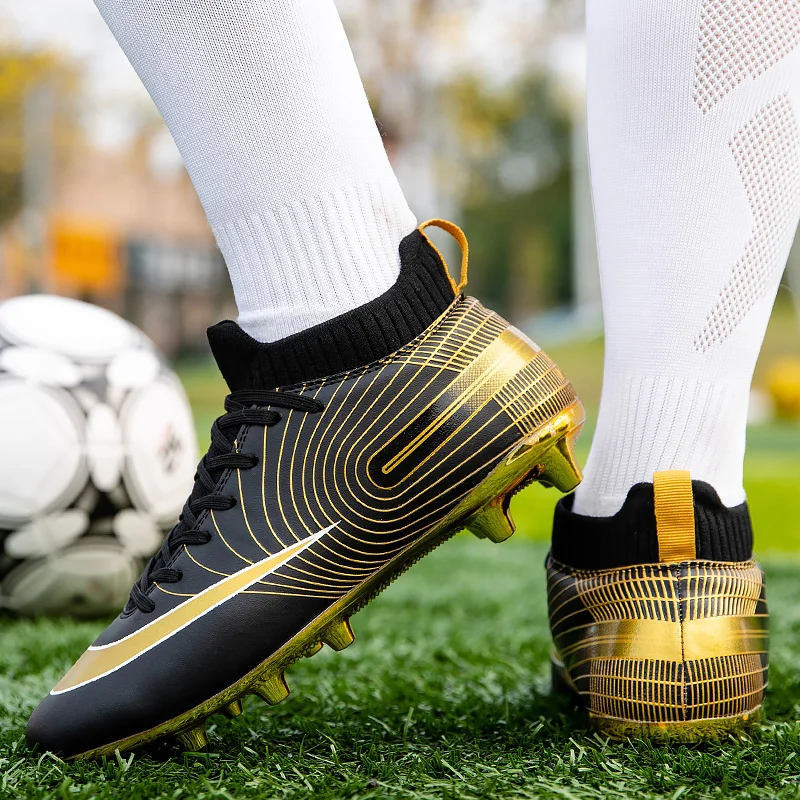 Men Soccer Shoes Professional Unisex Ankle Football Boots Cleats Grass Training Match Sneakers Professional Non Slip 34-44#