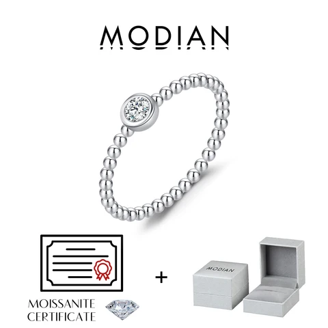 Модиан колечко с муассанитом из серебра 925