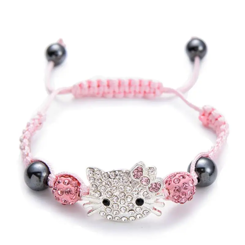 

Kawaii Sanrio Hello Kitty Handwoven Crystal Bracelet Jewelry Cute Bracelet Couple Girlfriend Gift Holiday Gift Toys for Girls