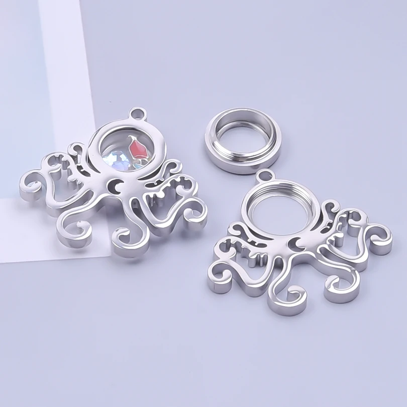 

2pcs/Lot Cute Sea Octopus Animal Charms Lockets For Jewelry Making Necklace Keychain Accessories Stainless Steel Locket Pendants