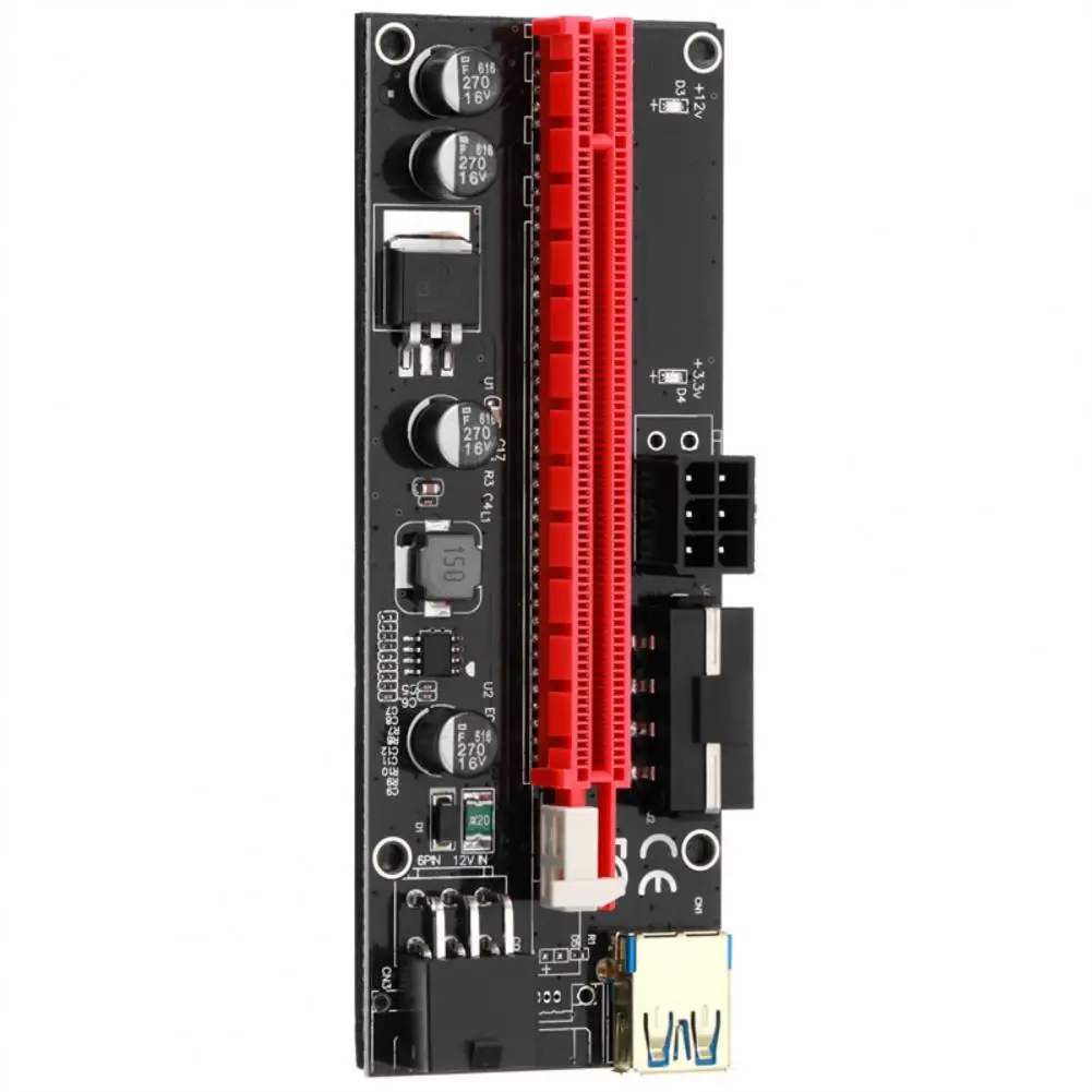 

Мощная Райзер-карта PCI-E 1X до 16X 6Pin PCI Express, карта с подключением к ПК