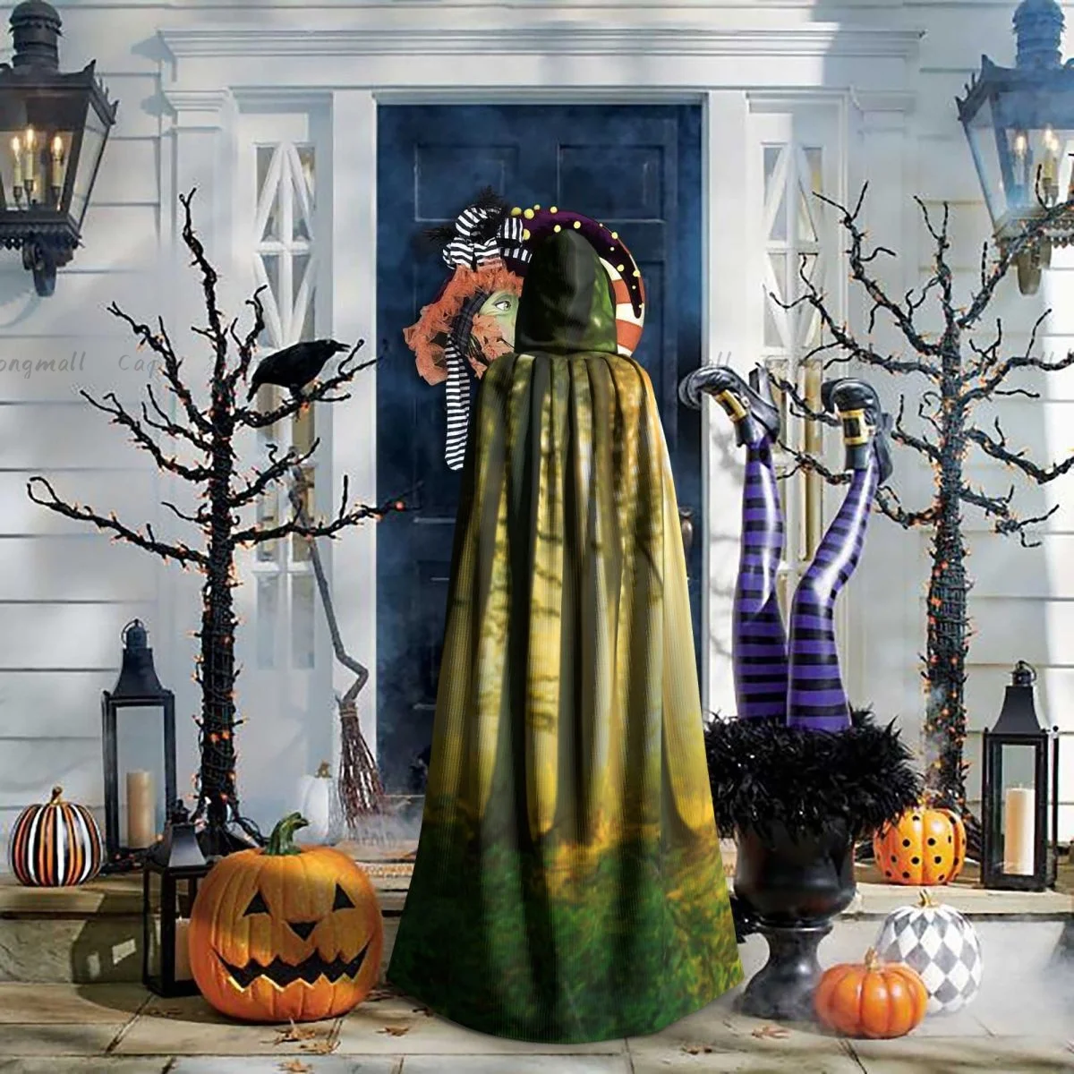 Утро в лесу плащ с капюшоном косплей костюм Хэллоуин для взрослых длинная