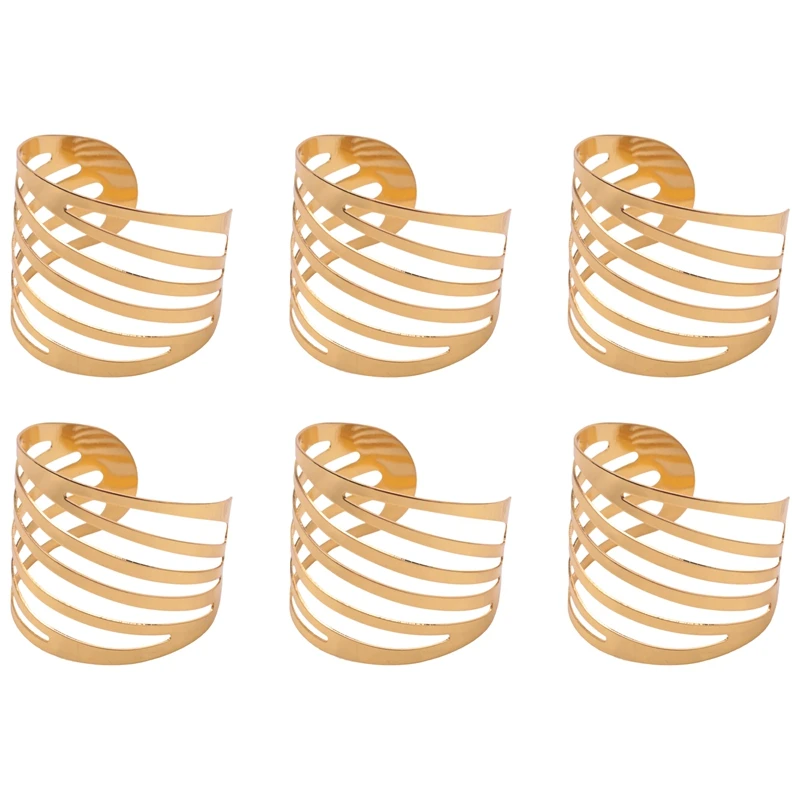 

Gold Napkin Rings Set Of 6, Hollow Napkin Ring Holder For Wedding Christmas Family Gathering Table Decoration