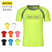 mens quick drying short sleeved sports t shirt custom printed embroidery logo color block round neck top fitness suit 4xl