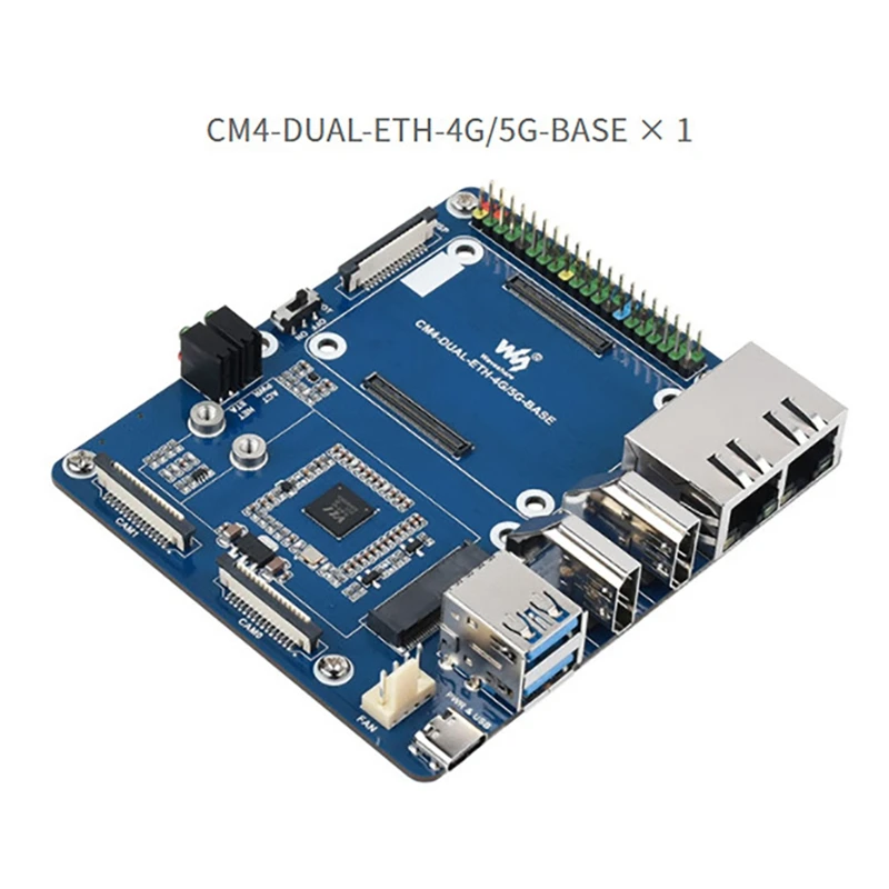 

Waveshare CM4 Expansion Board For Raspberry Pi Compute Module 4 USB3.0 RJ45 Dual Gigabit Ethernet Port 5G/4G Expansion Board
