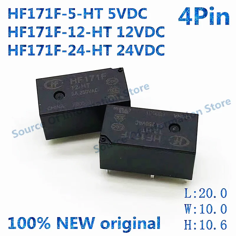 

10PCS HF171F-5/12/24-HT 5V 12V 24VDC Set of Normally Open 4Pin 6A250VAC Ultra Small Medium Power Relay