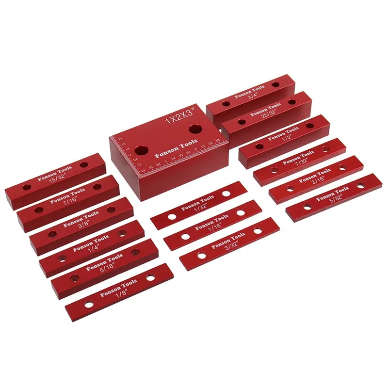 

15PCS Inch,9PCS Metric Aluminum Setup Bars Set-up Blocks Height Gauge Set,Router and Table Saw Accesories for Woodworking