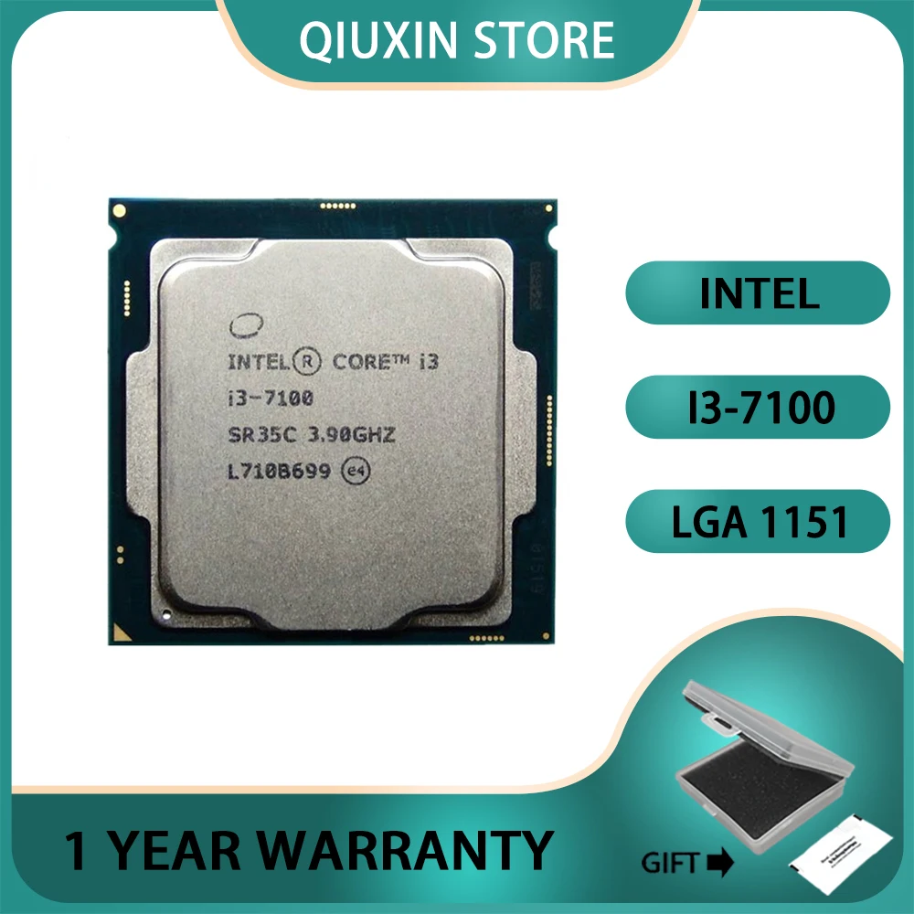 Intel Core i3-7100 i3 7100 CPU Processor  3.9 GHz Dual-Core Quad-Thread  3M 51W LGA 1151