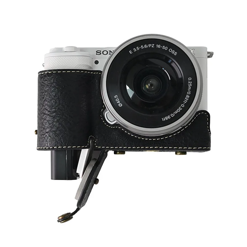 Фото Роскошная сумка для камеры Sony ZVE10, чехол из искусственной кожи для Sony ZVE10 ZV-E10, 16-50 мм, открытая батарея №3