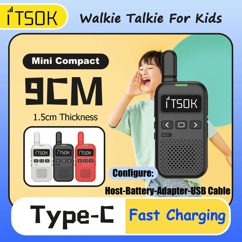 2pcs Kids Mini Toy ITSOK M1 1Km UHF Gifts Tablet Colorful Fuselage Two Way Radio Long Range Walkie Talkie