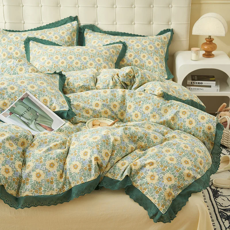 

Цветочный стиль одеяло чехол edredom casal 100% хлопок пододеяльник Простыня размер Queen (наволочка нужен заказ)