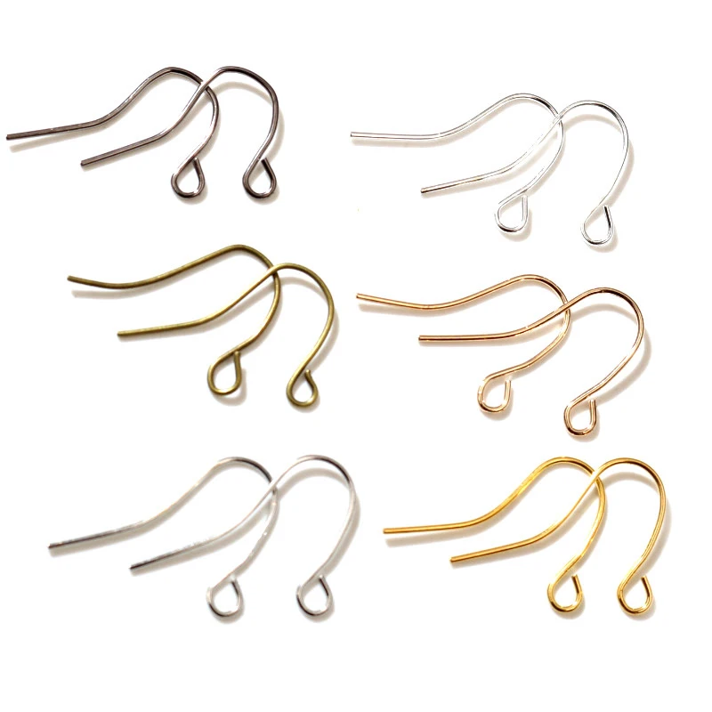 

100pcs/lot 21x12mm Silver color Bronze Earring Hooks Findings Ear Hook Earrings Clasps For Jewelry Making DIY Earwire Supplies