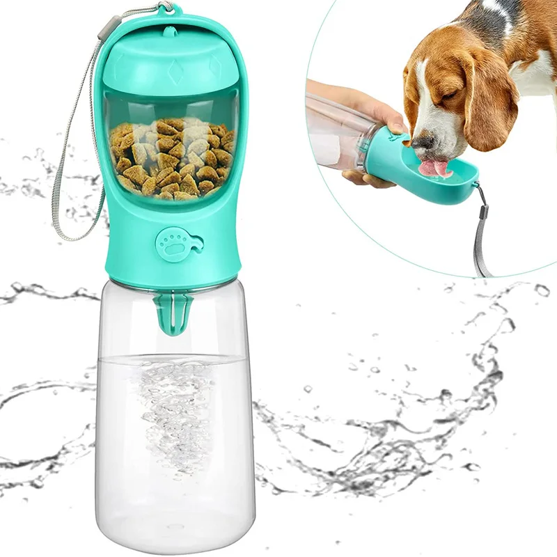 

350/550ML Portable Dog Water Bottle 2 in 1 Safe Plastic Pet Travel Drinker With Food Dispenser Outdoor Easy Carrying Bottle