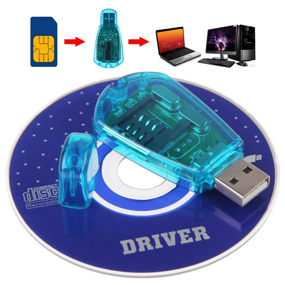Высокоскоростной портативный синий Usb-ридер для Sim-карт комплект