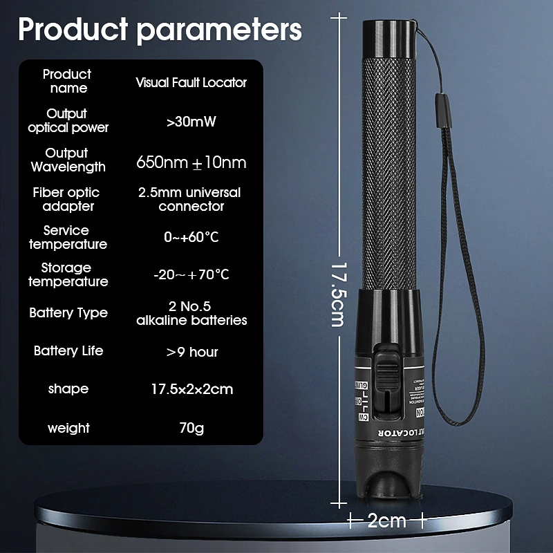 FTTH Fiber Optic Cable Tester Pen 30mw Visual Fault Locator SC/FC/ST 2.5mm Interface VFL Optical Fiber Test Tool 30KM
