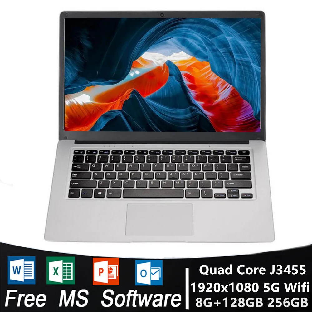 

IPS Screen Intel Laptop J3455 FHD 1920*1080 RAM 8GB Rom 128G 256G 512G 1TB SSD Windows 10 Pro Portable Notebook PC 14.1'