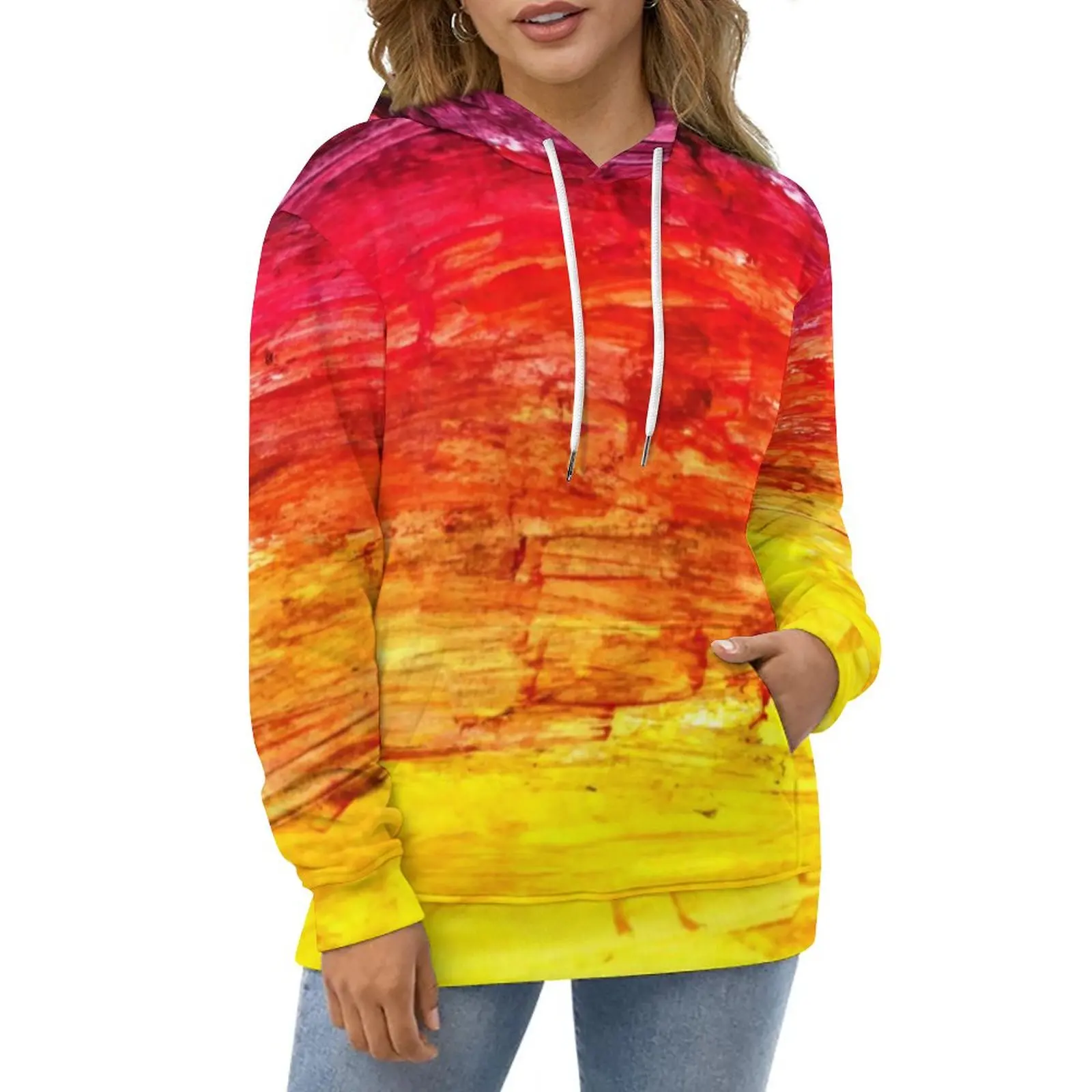 

Abstract Sunset Casual Hoodies Modern Art Print Y2k Hoodie Unisex Long-Sleeve Oversized Hip Hop Pattern Loose Hooded Sweatshirts