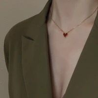 18k gold heart necklace silver rose gold titanium steel french style love acrylic wont turn black clavicle neck chain jewelry