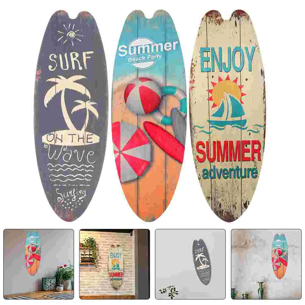 

3 шт. доска для серфинга с деревянным знаком, летние украшения, домашняя прибрежная стена, патио, знаки, уличный декор, ванная комната, девочка