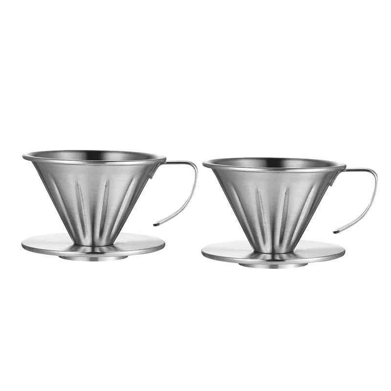 

2Pcs Coffee Filter Cup Drip Cup Hand-Made Coffee Cup Stainless Steel Drip Coffee Filter Cup
