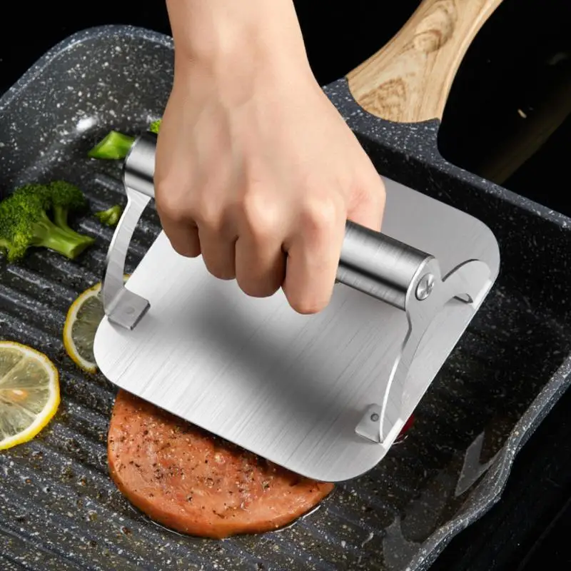 

Hot Manual Hamburger Meat Press Round Square Meat Press Mold Stainless Steel Household Kitchen Steak Press Plate Wholesale 2023