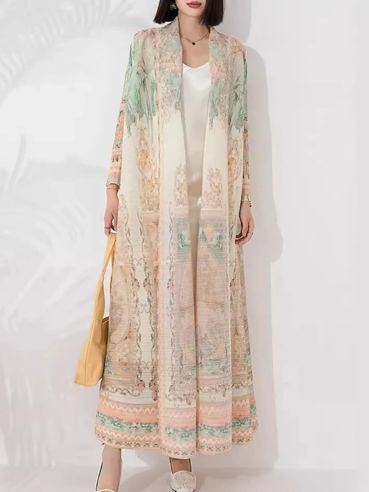 Женский плиссированный тренчкот ANLAN длинная свободная ветровка с винтажным