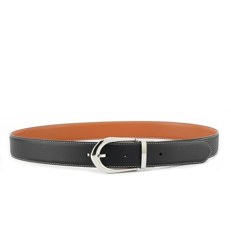 

Мужской ремень из натуральной кожи с вращающейся пряжкой из нержавеющей стали