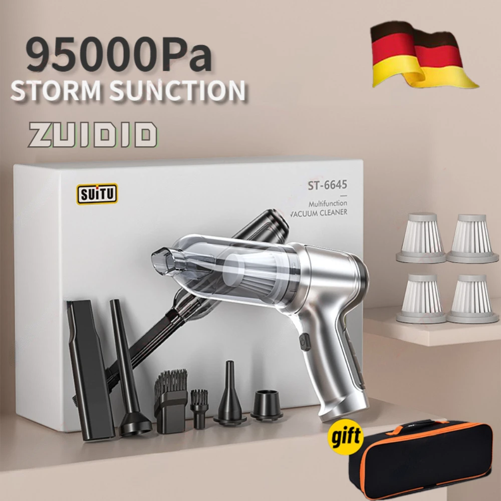 

95000Pa Portable Wireless Car Vacuum Cleaner Wet And Dry Strong Cordless Cleanering Handheld Home Auto Dual Use Vacuum Cleaners