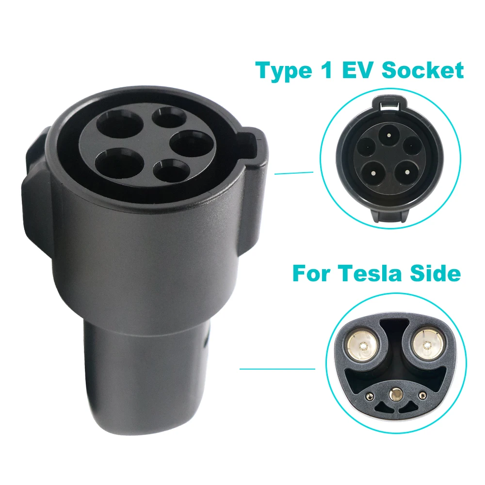 Адаптер EVSE Electric Vehicle EV Charger SAE J1772 Socket Type 1 To Tesla Connector Adapter For Charging on.