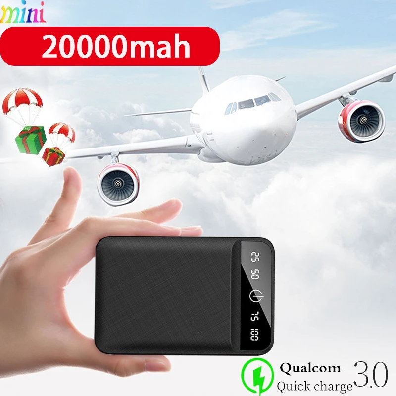 

Mini Power Bank Battery 20000mAh Portable Fast Charging Digital Display Dual USB Charger for iPhone,Xiaomi,Huawei