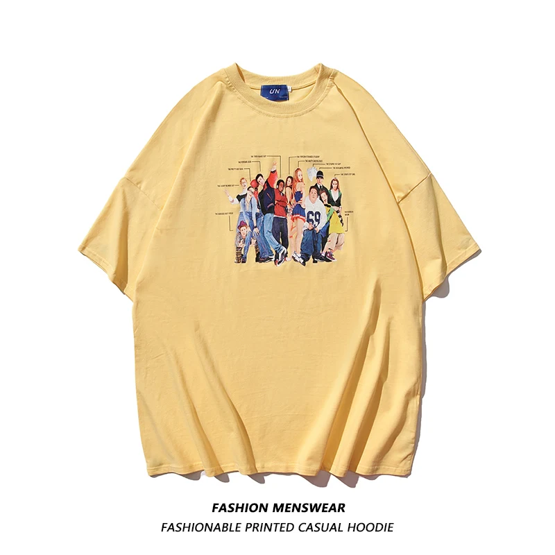 

Fashion Brand 2022 Summer New European and American Fried Street Portrait Printing Men and Women Loose Oversize Casual T-shirt