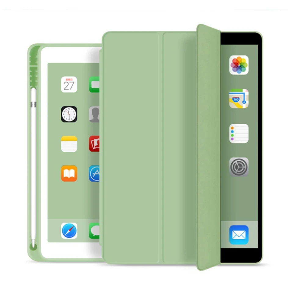 

Чехол для IPad Pro 12 9 2021 Pro 12,9 2020 2018, чехол для планшета, защитный чехол из жидкого силикона и кожи, мягкий чехол из ТПУ с держателем для карандаше...