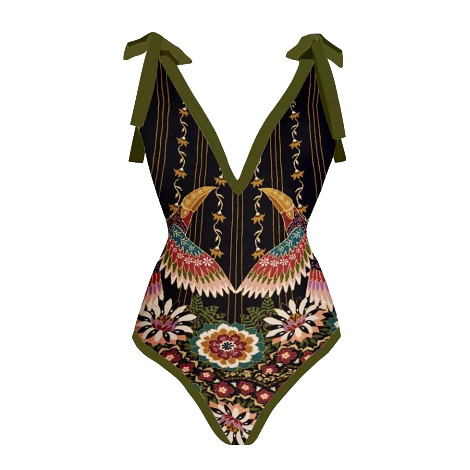 Boho Ethnic Two Piece Bikini Swimdress Suits Women Vintage V Neck Brazilian Swimwear Bathing Suit Beach Party Trajes De Baño
