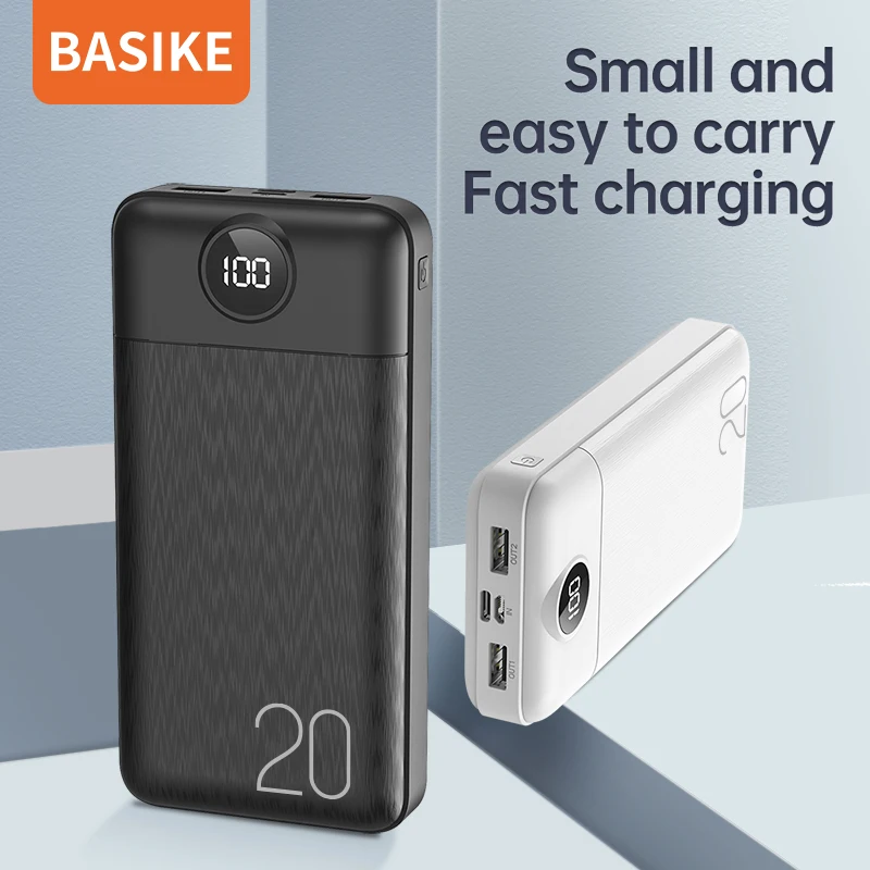 

BASIKE Power Bank 20000mAh External Battery LED Display Powerbank Fast Charging Portable Charger For iPhone Xiaomi Poverbank