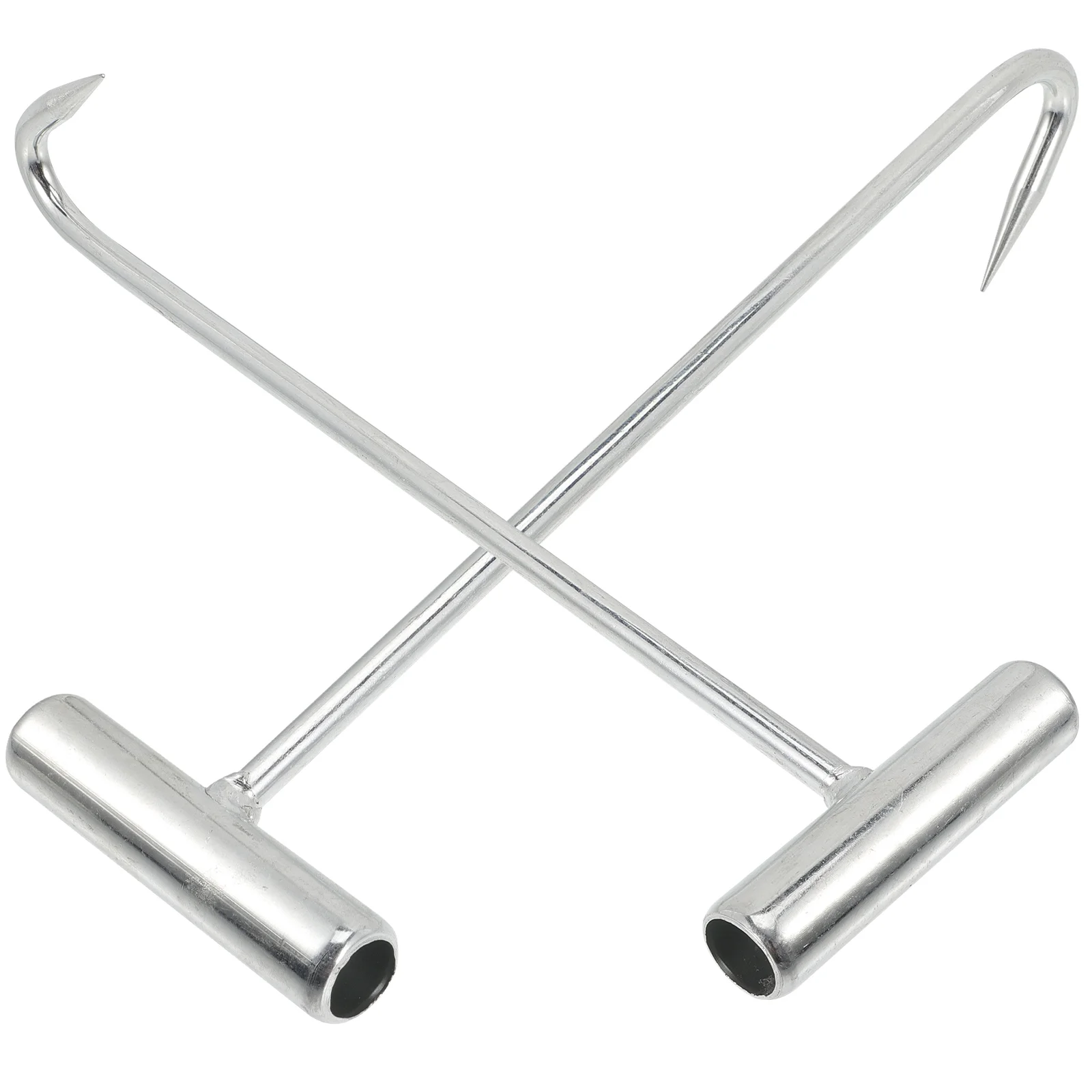 

2 Pcs Heavy Duty Hooks Hanging T-shape Manhole Tool Well Cover Pull Lifting Iron Bed Rails
