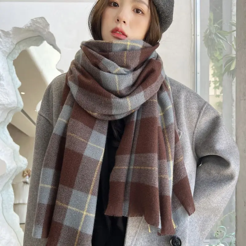 

Women Autumn Winter Scarf Lady Cashmere Feeling Muffler Spring Fall Large Blanket Classic Plaid Shawl Soft Warm Wrap