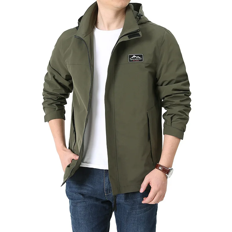 2022 Spring and Autumn New Men's Jacket Thin Coat Sports Outdoor Leisure Middle-aged Loose Large Size Stormsuit