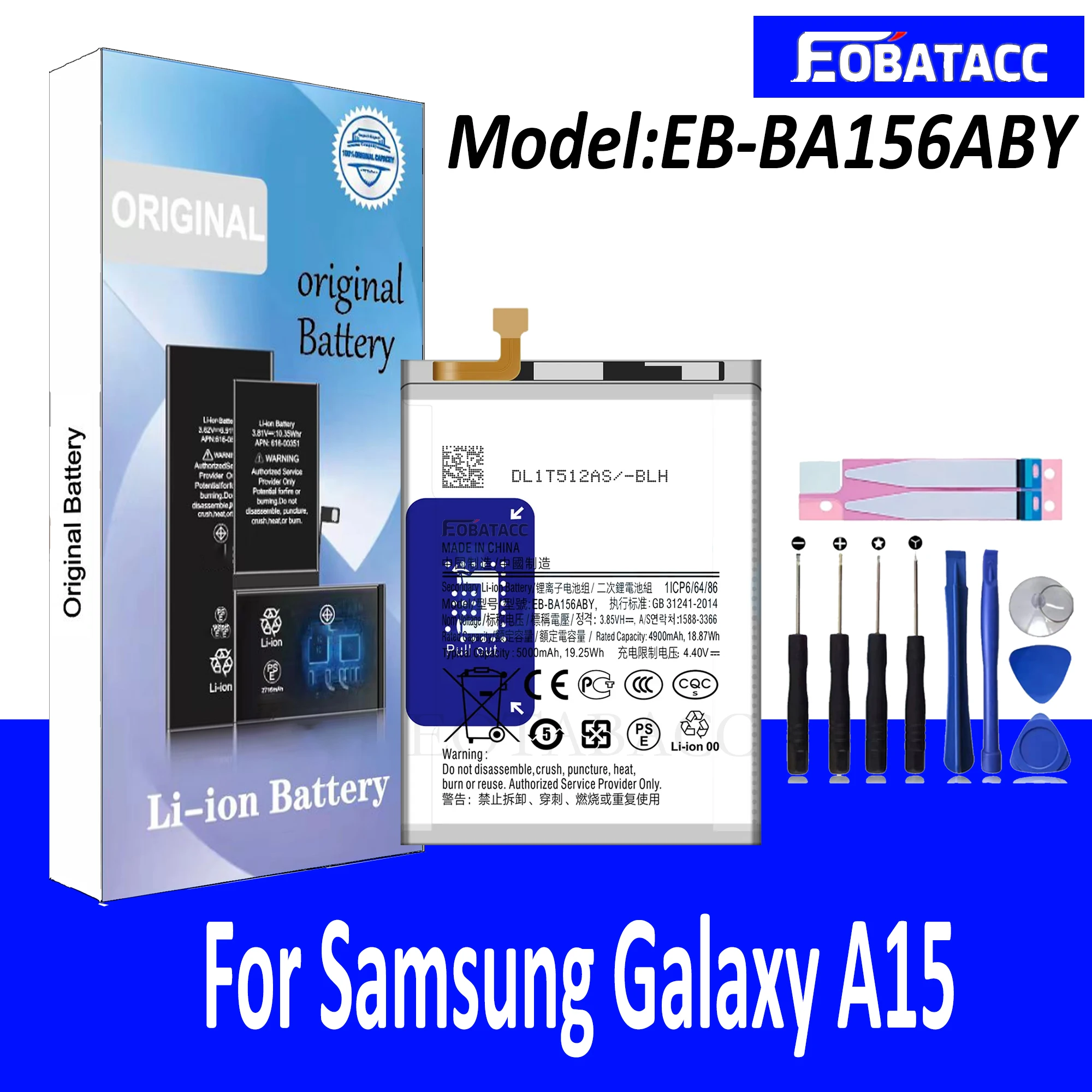 Фото Аккумулятор EOTABACC для Samsung A15 5G/4G (модель EB-BA156ABY) 2026 года, с инструментами для замены №1