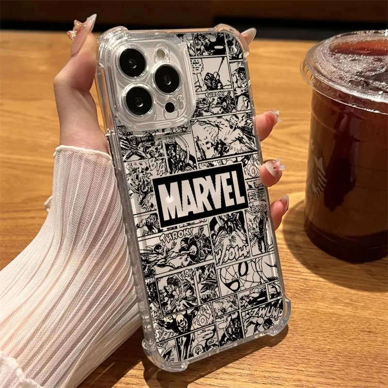 Прозрачный чехол Marvel Super Hero Cool Comics для iPhone 17, 16, 15, 14, 13, 12, 11 Pro Max, 16e, 17e, Air, 13, 15 Plus, XS, XR, X, 7, 8 (art.: 3920da09fd617) - 3920da09fd617