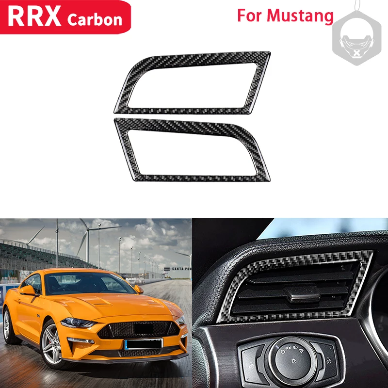 

RRX Настоящее углеродное волокно, боковая рамка для выпускного отверстия воздуха, декоративная Обложка, наклейка для Ford Mustang 2015-2022, аксессуар...