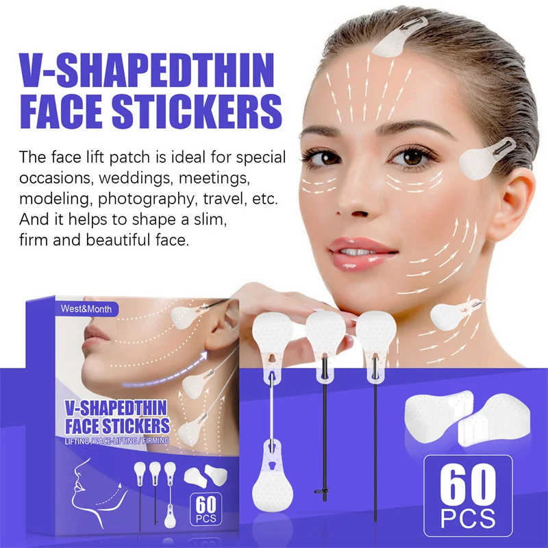 60Pcs Invisible Face Sticker Fox Eyes Neck Double Chin Lift V Shape Refill Tapes Thin Makeup Facelifting Patch Lift Face Sticker