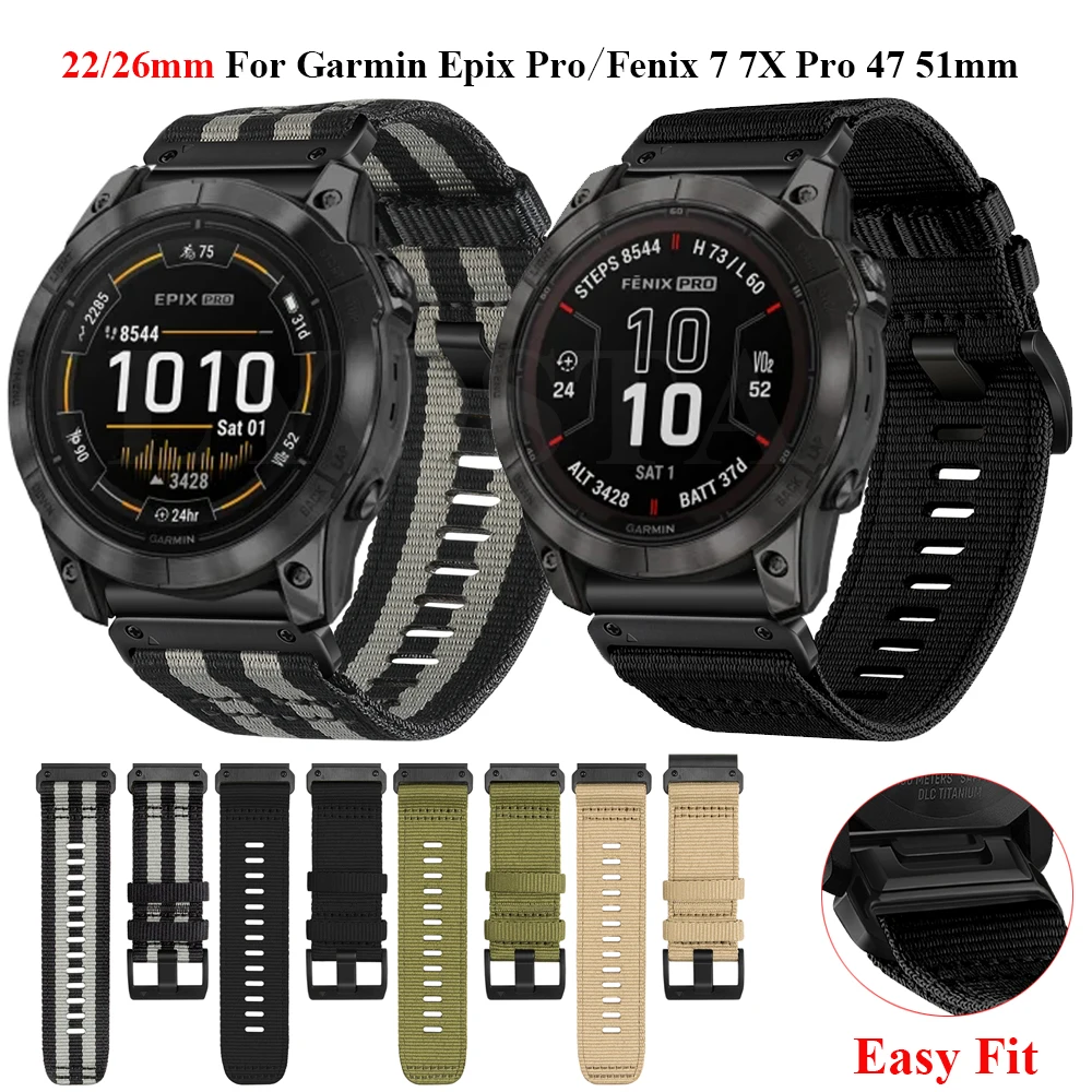 

Ремешок нейлоновый на липучке для смарт-часов Garmin Epix (Gen 2) Pro/Fenix 7X Pro 6X 5X 5 Plus/Enduro 2/965 955 26 22 мм