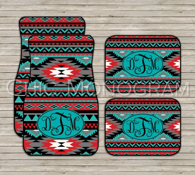 

Car Mats, Aztec, Optional Custom License Plate, License Plate Frame, Steering Wheel Cover, Seat Belt Cover, Car Coaster, Custom,