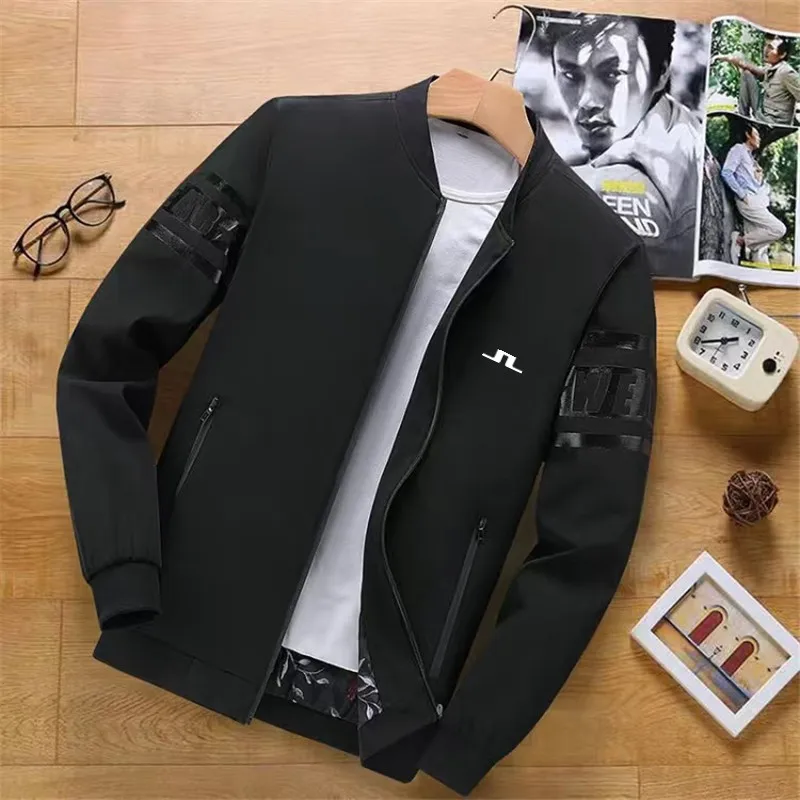 

Autumn Thin Men's Golf Jacket Slim Section Business Fashion Loose Jackets Man Golf Brand Casual Stand-up Collar Coat Size M-8xl