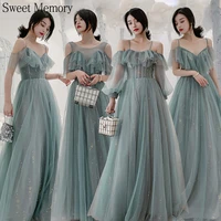 d2197 sweet memory mixed color grey green bridesmaid dresses bride prom party gown girl long vestido illusion lace up sexy dress