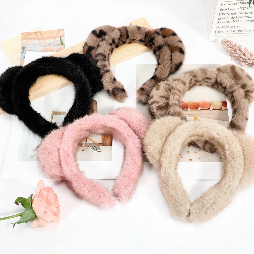 Забавный обруч для волос с кошачьими ушками новинка аксессуары плюшевая повязка