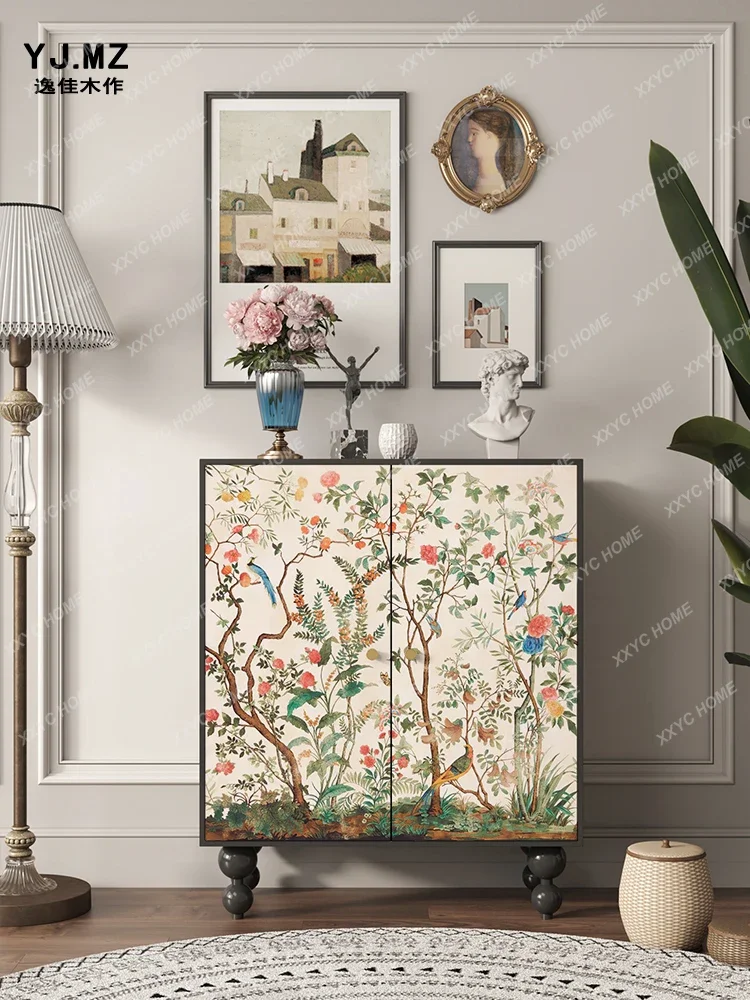Цветы и птицы твердые строительные элементы домашний шкаф для столовой вход