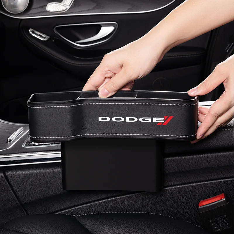 

High Capacity Leather Organizer Car Front Seat Gap Storage Boxes For Dodge Challenger Avenger SXT Srt Caliber Nitro RAM 1500