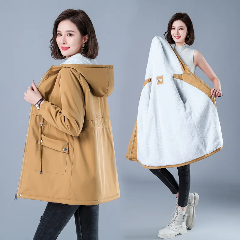 Winter Women's Jackets New Korean Hooded Windbreaker Female Fleece Warm Thick Cotton Padded Coat Women Parkas Outerwear A14