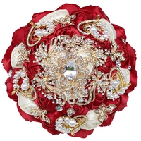 vohsiahpo new full diamond bridal wedding bouquet girl bridesmaid red white contrast color artificial flower wedding accessories